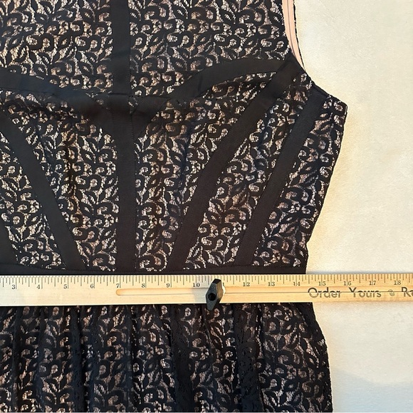 Erin Fetherston Black Lace Pink Fit Flare Mini Cocktail Dress 8 sleeveless party - Picture 6 of 10